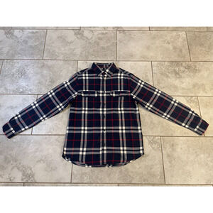 """GEORGE LONG SLEEVE FLANNEL SHIRT RED WHITE NAVY BLUE MENS SIZE M"""